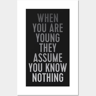 when you are young they assume you know nothing Posters and Art